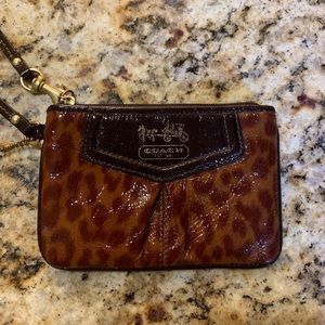 Patent Leather Cheetah Coach Wristlet